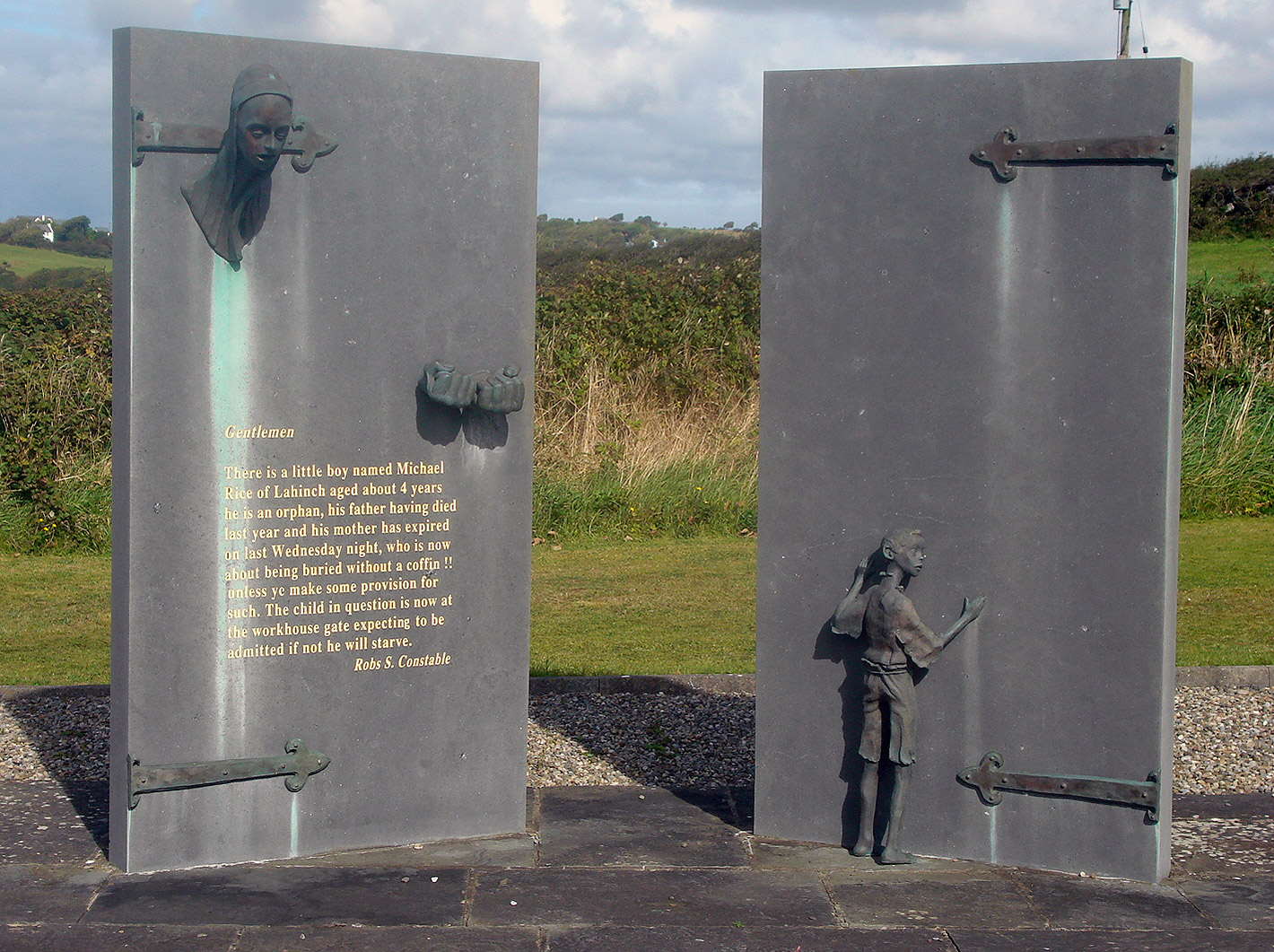 Monument An Gorta Mor on the road between Ennistymon to Lahinch in County Clare, located close to the former Workhouse.