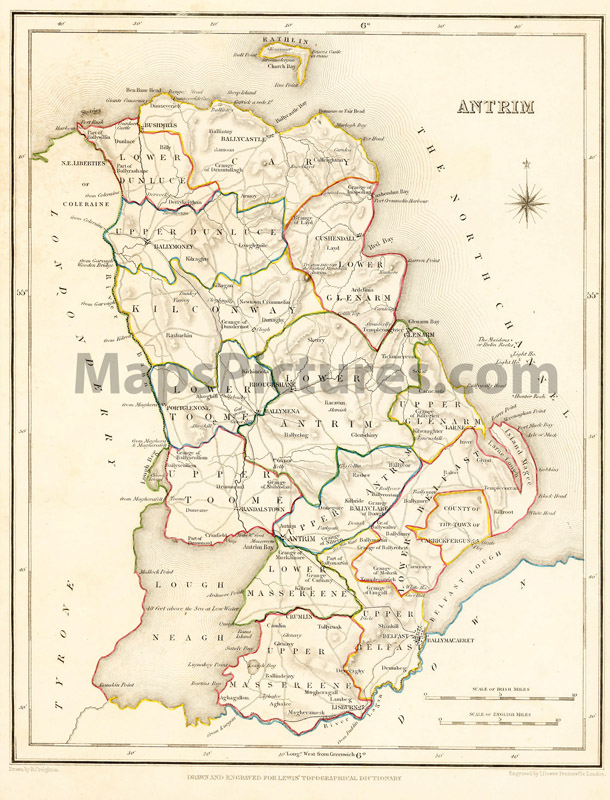 County Antrim, 1837 map
