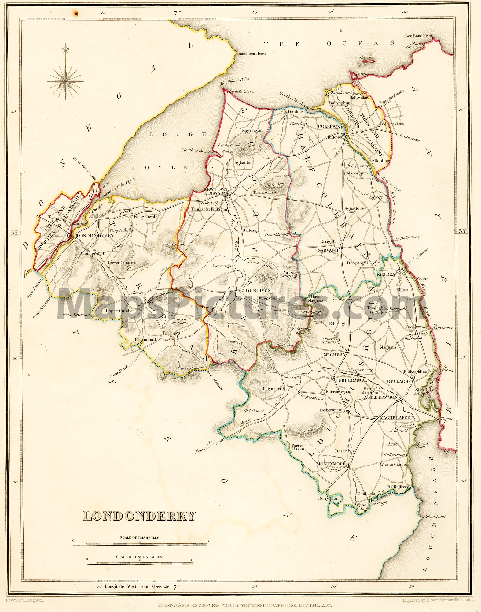 map of derry county County Londonderry Ireland Map 1837 map of derry county