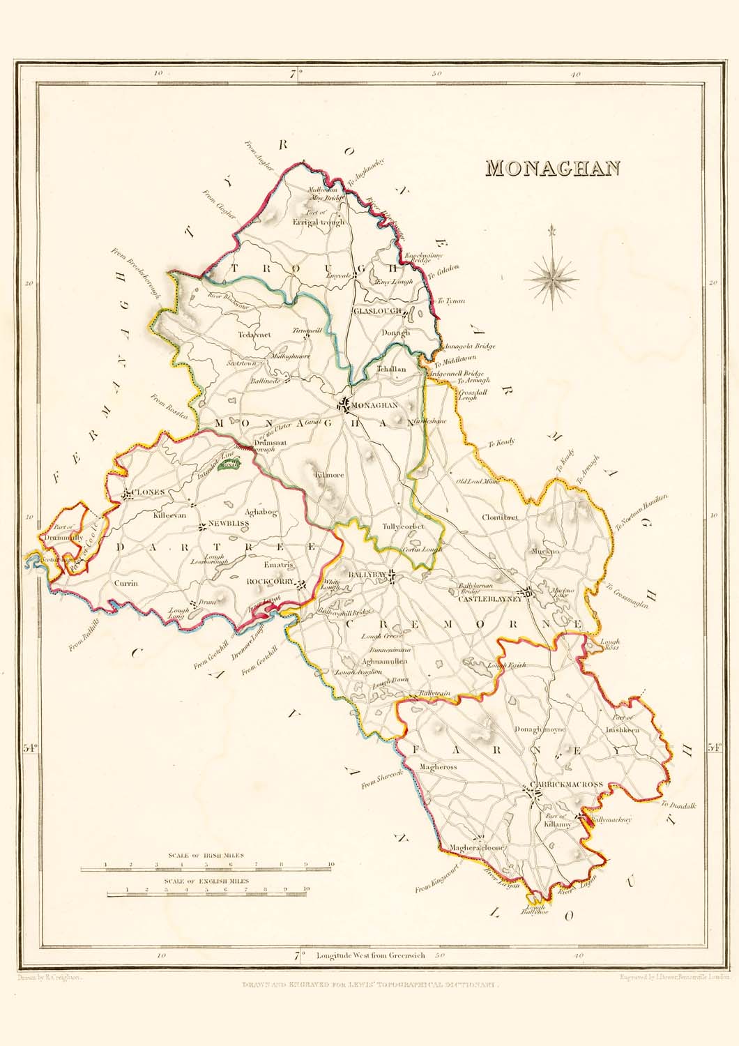 Detailed Map Of County Monaghan County Monaghan Ireland - Map 1837